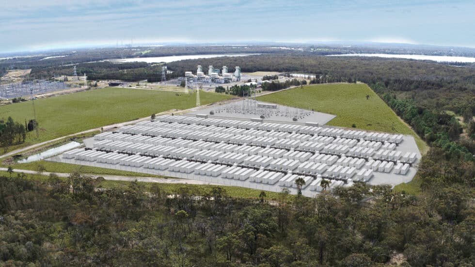 A rendering of Waratah Super Battery, which is under construction and expected to come online in 2025, like the Ulinda Park BESS in Queensland. 