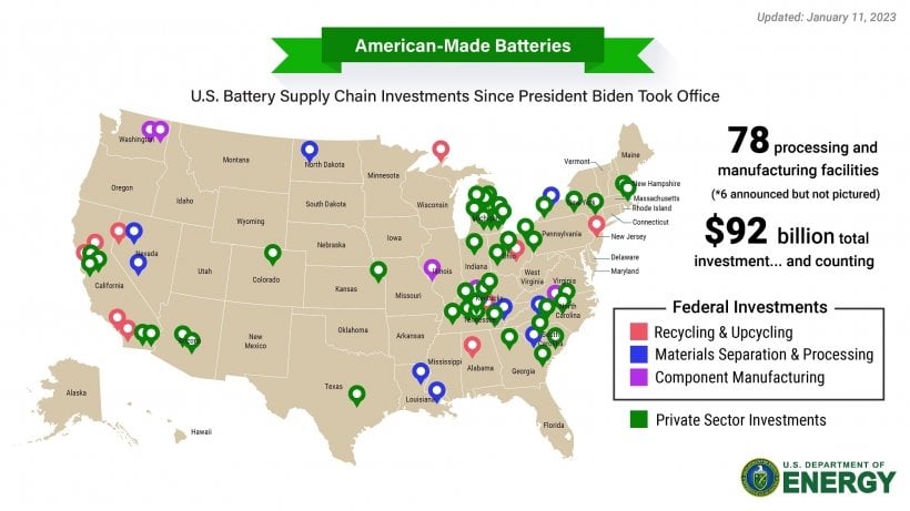 US battery supply chain investments ICL LFP cathode plant department of energy 