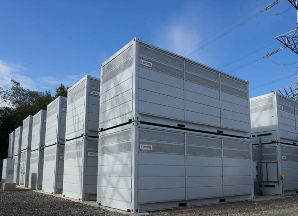 Invinity's flow batteries installed at a project in the UK. Image: Invinity Energy Systems. vanadium flow battery pnnl 