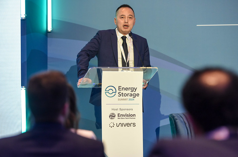 Sungrow's James Li speaking at the Energy Storage Summit EU 2024 in Londo