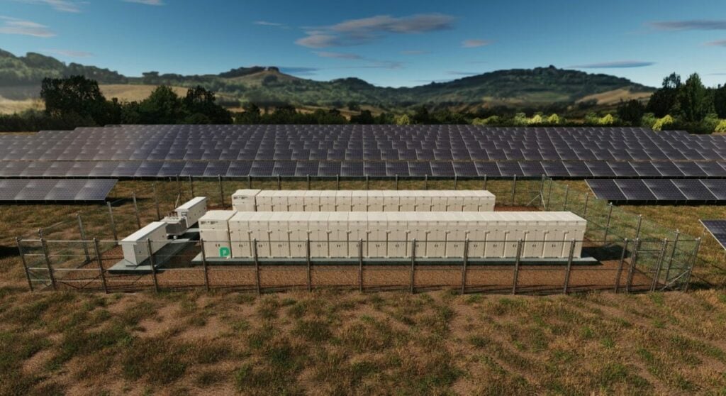 A render of the solar PV plant and BESS unit in Portugal