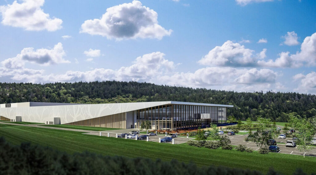 A render of Morrow Batteries' first gigafactory, from when it raised €100 million from Siemens Financial Services and ABB in May 2022. Image: Morrow Batteries. 