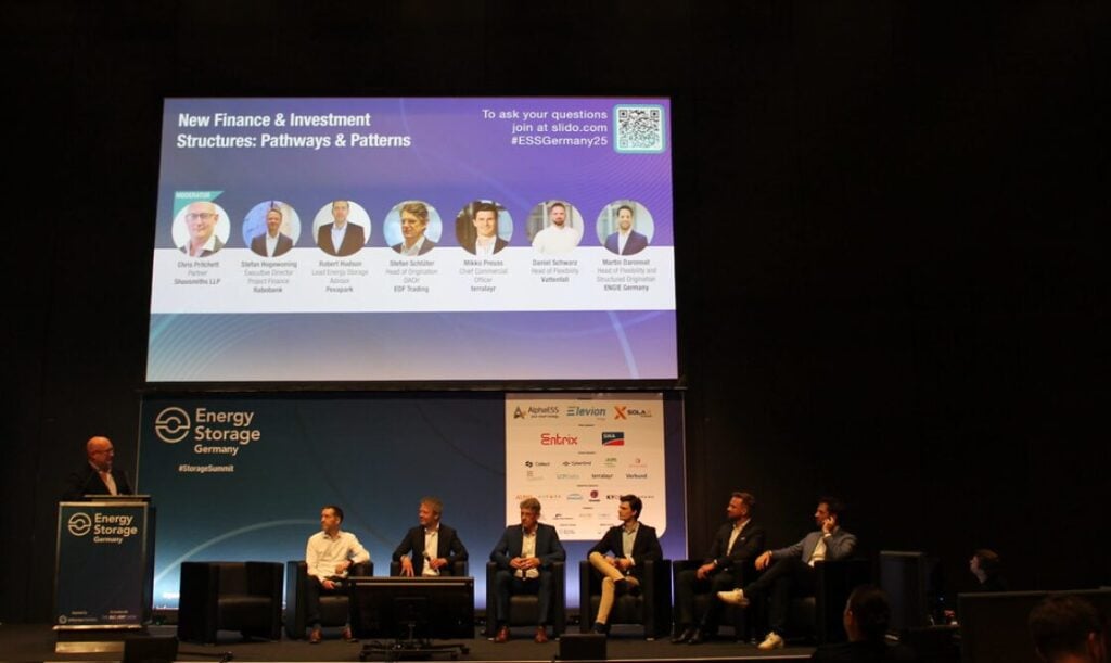 Terralayr's Miko Preuss on a panel at last week's Energy Storage Summit Germany in Stuttgart, Germany. Image: Solar Media
