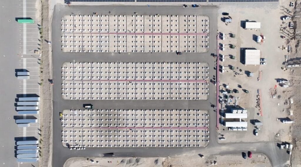 A bird's eye view of a 63MWh microgrid BESS that Redwood Materials deployed using repurposed EV batteries in 2025