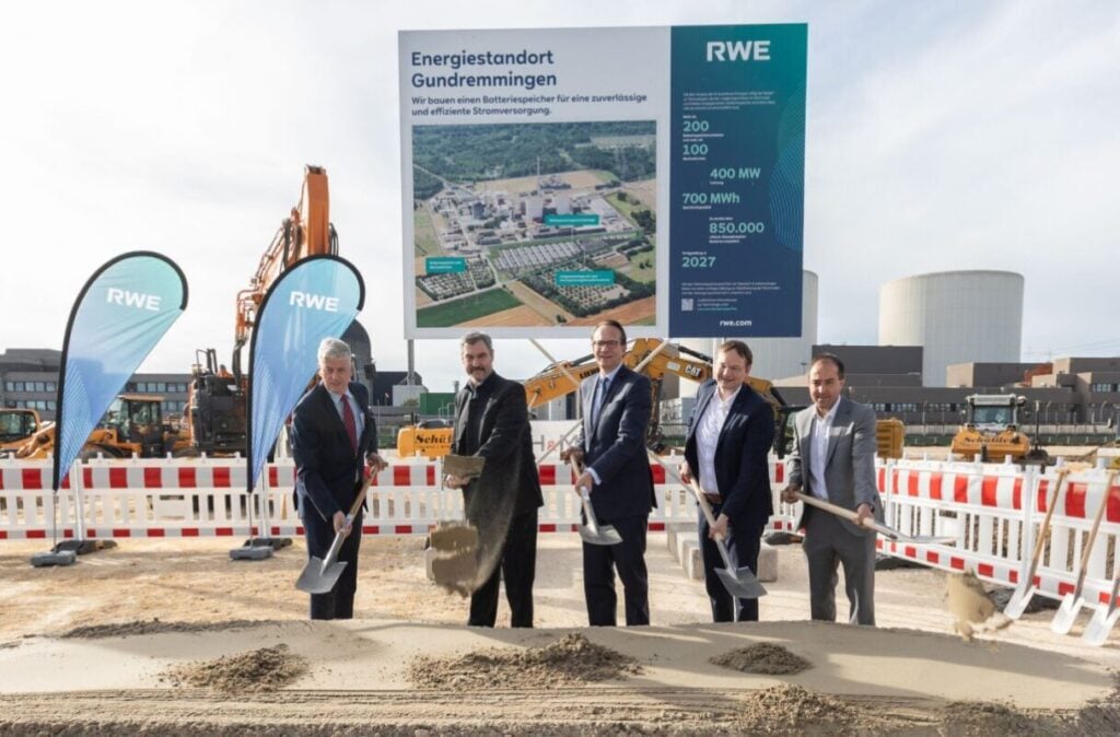 RWE groundbreaking on its Gundremmingen BESS project, the largest in Germany. Image: RWE.