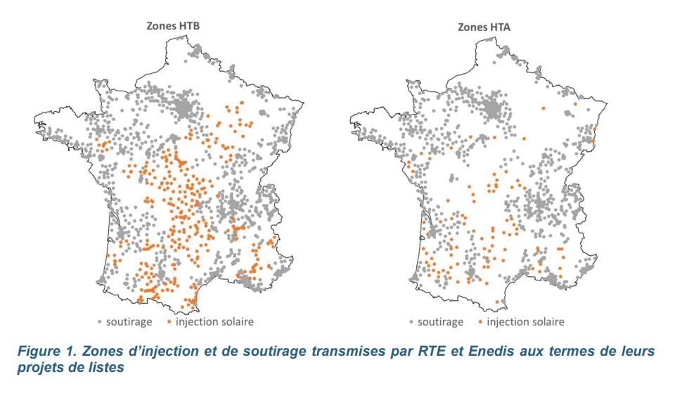 A map of zones in France that are part of an upcoming reform to grid fees
