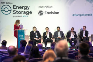 Andy Willis on stage at last year's Energy Storage Summit 2025 in London