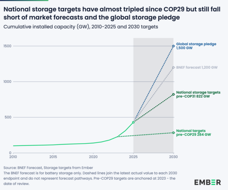 World falls well short on commitment to energy storage despite increased ambitions, think tank Ember says