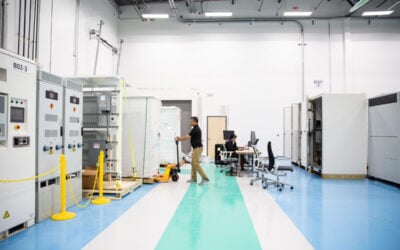 Inside FlexGen's battery lab. Yann Brandt said the company does as much work as possible in the controlled factory setting to minimise the amount of field work that goes into upgrades. Image: FlexGen.