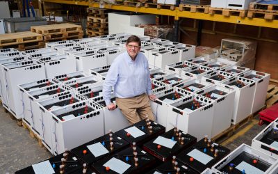 Awardee Sunamp makes thermal 'heat batteries'. Pictured is CEO Andrew Bissell at the company's premises in East Lothian, Scotland. Image: Sunamp.