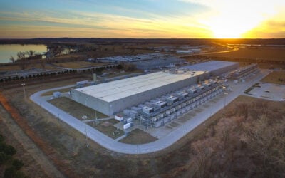 A Google data centre campus in Iowa, US. BNEF expects data centres to drive a 6% rise in global power sector emissions by 2035. Image: Chad Davis / Flickr used under Creative Commons 2.0 license.