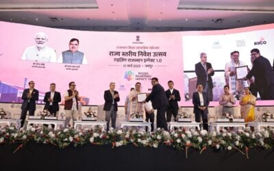 ACME Solar was recognised with an award for its 1,200MW PV project at Rising Rajasthan, a conference promoting and recognising economic and social development in the state. Image: ACME Solar via LinkedIn