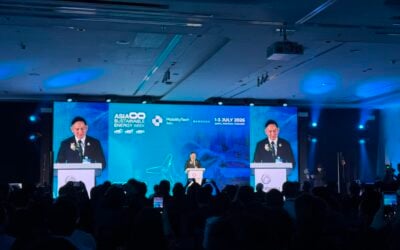 Thailand Ministry of Energy representative Dr Veerapat Kitafuengfoo delivers the opening keynote address at Asia Sustainable Energy Week in Bangkok. Image: Solar Media