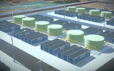 Rendering of a large-scale AVESS vanadium flow battery installation. Image: AVESS Energy.