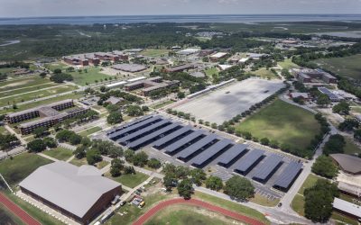 Ameresco equipped the Marine Corps Recruit Depot in Parris Island, South Carolina with clean energy tech including solar PV and battery storage. Image: Ameresco.