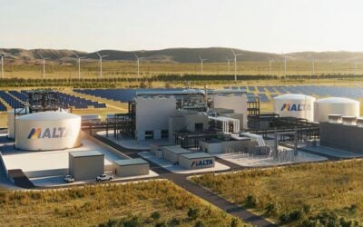 Rendering of how a large-scale Malta Inc. project might look, with renewable generation in background. Image: BBVA / Malta Inc.
