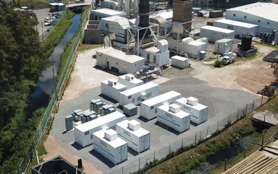 Aerial view of the 10MW BESS installed in Bermuda in 2019. Image courtesy of Stephanie Simons, BELCO.