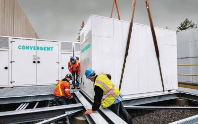 Construction at a large industrial battery storage system in Ontario. Image: Convergent Energy + Power.
