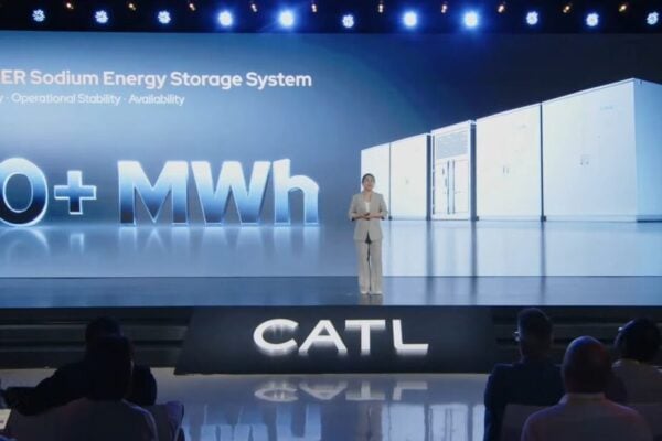Amanda Xu, CATL ESS business CTO, at the launch yesterday in Germany. Image: CATL livestream screenshot via YouTube.