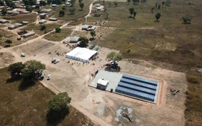 Aerial view of a commissioning celebration at a CBEA project implemented by PoweGen in Dokota, Niger State, Nigeria. Image: CBEA.