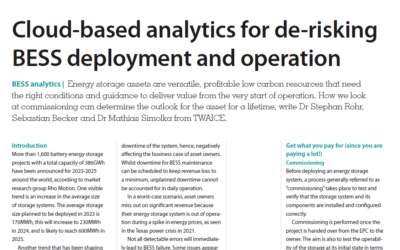 Cloud-based analytics for de-risking BESS deployment and operation
