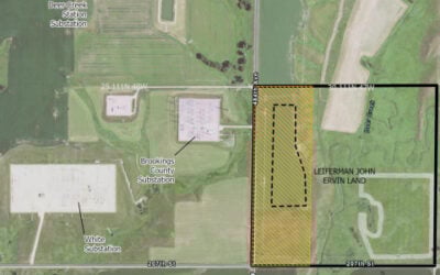 Aerial view of Spearmint Energy's Cloverleaf project site in Brookings, South Dakota, taken from a company submission to Brookings County development planners. Image: Spearmint Energy / Brookings County