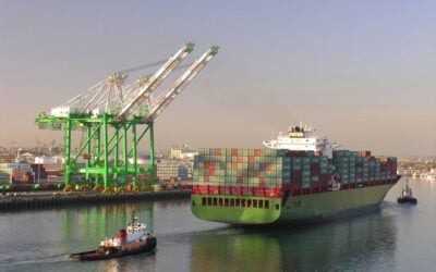 Container ship at the Port of Los Angeles. Tariffs on Chinese energy storage imports to the US were first introduced under the Biden-Harris administration. Image: Flickr user Terez Sanogo
