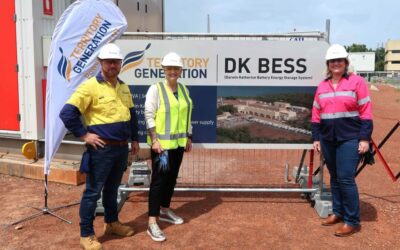 Territory Generation CEO Gerhard Laubscher; Minister for Essential Services, the Hon Kate Worden; and the Chief Minister of the NT, the Hon Eva Lawler.