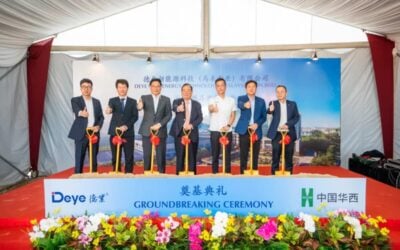 Deye Group chairman Zhang Hejun (centre) at the 2025 groundbreaking of a manufacturing facility in Johor, Malaysia. Image: Deye