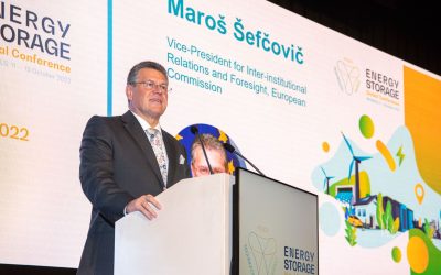 Maroš Šefčovič, speaking at the EASE Energy Storage Global Conference in Brussels, Belgium. Image: Maroš Šefčovič via LinkedIn
