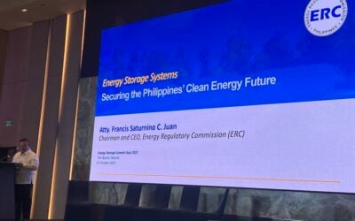 Atty. Francis Saturnino Juan, chair of the Philippines Energy Regulatory Commission, speaking at the summit. Image: Andy Colthorpe / Solar Media.