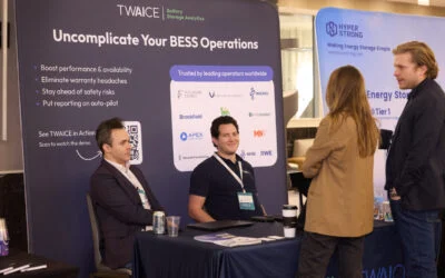 TWAICE's Lennart Hinrichs (right) at Energy Storage Summit usA 2026 in March. Image: Solar Media