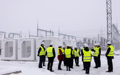 European Commission delegation visiting a Fluence battery storage project in Lithuania. Image: Energy Cells via LinkedIn.