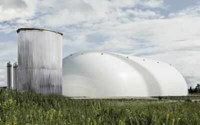 The bubble on the right is the 'dome' where CO2 is stored in Energy Dome's 2.5MW/4MWh plant in Sardinia, Italy. Image: Energy Dome