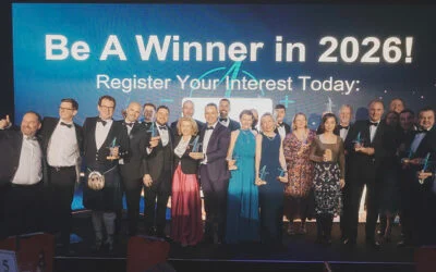 Last year's winners and their trophies. Image: Solar Media