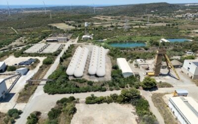 Miniera d'Energia, an Energy Vault project in Sardinia, Italy, piloting the use of a hybrid BESS and 'modular pumped hydro' gravity storage tech at a former mining site. Image: Energy Vault.