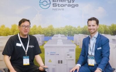 Envision Energy director of energy storage solutions (right), with ESN editor Andy Colthorpe. Image: Solar Media