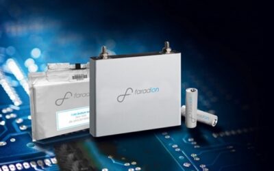Faradion sodium-ion battery products in different form factors. The company holds IP covering areas from cell materials and infrastructure to safety and transport solutions. Image: Faradion.
