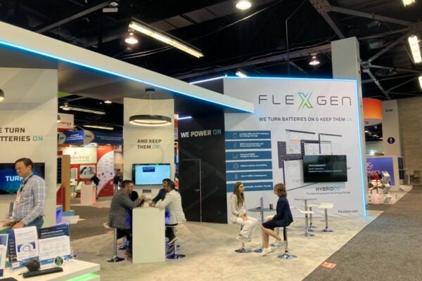 FlexGen's exhibition stand at the RE+ trade show in Anaheim, California, September 2024. Image: Andy Colthorpe / Solar Media