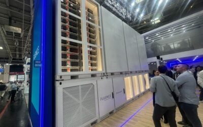 Display of Fluence's 10MWh SmartStack BESS solution at Intersolar Europe, June 2026. Image: Solar Media