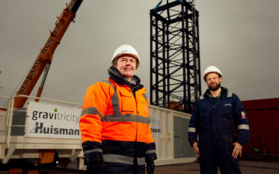 Gravitricity's first commercial-scale demonstrator project in Scotland (pictured) is above ground, but the company plans to site storage facilities in mine shafts. Image: Gravitricity.