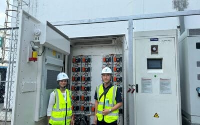 Sunita Dubey (left) visits the Vietnam Electricity (EVN) 50MW pilot BESS project with Asian Development Bank senior energy economist Hyunjung Lee. Image; Global Energy Alliance for People and Planet.