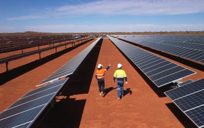 Solar PV paired with battery storage at another mining site in Australia. Image: Aggreko.