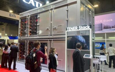 CATL exhibiting its Tener Stack at a trade show earlier this year.  Image: CATL.