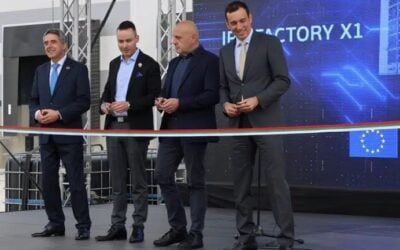 Ribbon-cutting at the IPS Exeron X-BESS factory near Sofia, Bulgaria. Image: Association for Production, Storage & Trading of Electricity (APSTE).