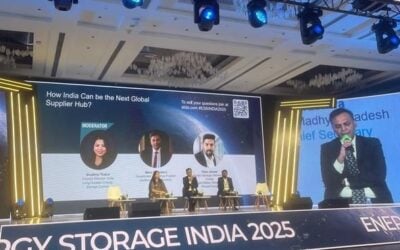 The panel discussion (pictured) took place at the inaugural Energy Storage Summit India 2025. Image: Solar Media