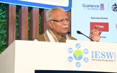 Union Power Minister Manohar Lal gave a keynote address at India Energy Storage Week 2025. Image: Manohar Lal via X.