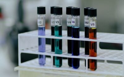 VRFBs use liquid vanadium electrolyte, typically vanadium pentoxide, to store energy. Image: Invinity Energy Systems.