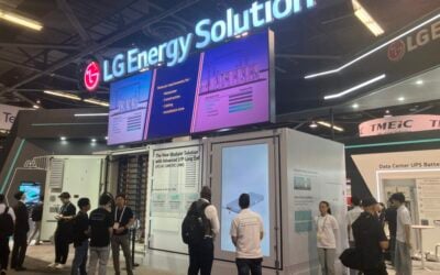 Parent company LG Energy Solution's exhibition stand at RE+ in California, held in September. Image: Andy Colthorpe/Solar Media