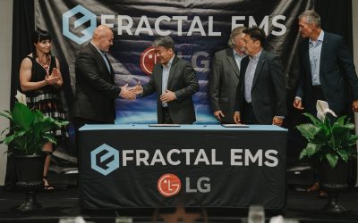 LG and Fractal EMS shake hands on the deal. Image: LG.